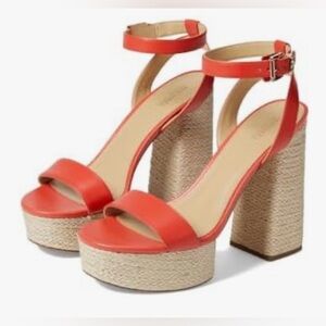 Michael Kors Women's Ashton Platform Heeled Sandal Sz 9 Spiced Coral